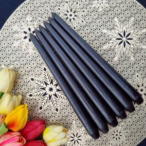 เทียนเทปเปอร์ 10นิ้ว เทียนสีดำ เทียนไหว้ราหู เทียนไหว้เทพ Black Tapper Candles 10" ไม่มีกลิ่น