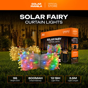 SOLAR MANILA Solar Curtain Lights  96 LEDs 3.5M Upgraded Panel 800mAh Waterproof Christmas Pasko[Fast Shipping]