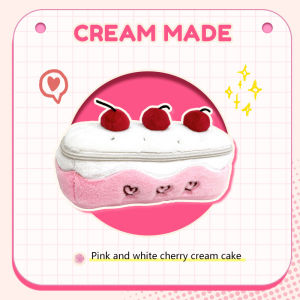 [haoh] Cherry Cake Pencil Case Cute Functional Large Capacity Stationery Organizer Storage Bag Student Pen Bag Makeup Bag