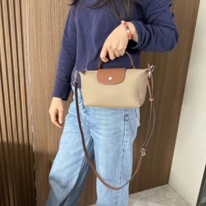 Longchamps same top layer cowhide dumpling bag high-end atmosphere genuine leather small bag crossbody bag small handbag niche versatile womens bag