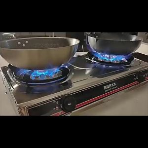 gas 2 tungku dapor gas stainless steel kualiti tinggi Nine Holes Strong Flame Steel Gas Stove dapur