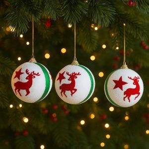 Zhaocaimao xmas balls decoration sale big christmas balls christmas balls set on sale big 3PCS/SET Cartoon Christmas Tree Ornament Flocked Snowman/Santa Claus/Elk Christmas Hanging Ball Pendant Colorful Xmas Tree Hangings Home Decor