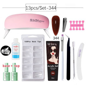 PolyGel Nail Extension Set 6W UV Lamp Crystal Builder Poly Nail Gel Set 13Pcs/Set Extesion Nail Gel