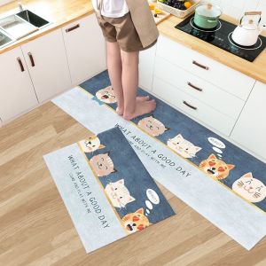 【ShopWithJoy】2 in 1 Crystal Velvet Floor Mat Bathroom Toilet Mat Door Carpet Mat Karpet Murah Bath Mat Rugs Dapur Tikar