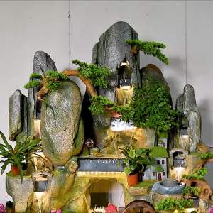 Large Pastoral Rockery Water Fengshui Wheel Fountain Large Fish Pond Living Room Balcony Entrance Garden Courtyard Decoration Decoration