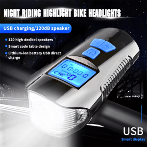 BERGARANSI TaffLED Lampu Depan Sepeda Led charger super terang Klakson Speedometer LCD 1500mAh XA 585