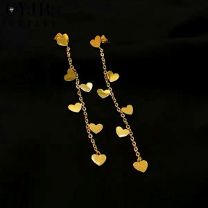 OYJR bông tai titan nữ dáng dài không gỉ Hoa tai titan hình trái tim phong cách trẻ trung thanh lịch trang sức titan mẫu mới nhất 2022