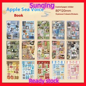 SQ Stationery [Flash Sale] 30Sheets Kawaii Japanese Showa Style Cuisine Dessert Glitter Film Sticker Book DIY Handmade Scrapbook Aesthetic Stationery