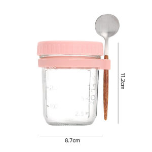 Nipiin Overnight Oats Glass Jars with Lid and Spoon Oatmeal Jars Breakfast Coffee Cup Portable Sealed Water Bottle Drinkware Mugs