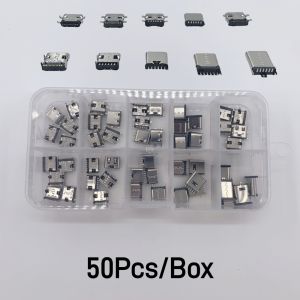 50-100Pcs Type-C USB Charging Socket Connectors Mix 6Pin 16Pin for Mobile Phone Tow Feet Plug