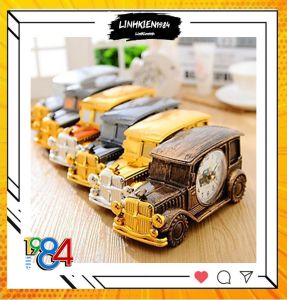 Đồng hồ báo thức để bàn đồng hồ mô hình ô tô độc đáo phong cách cổ điển sang trọng có ống đựng bút siêu tiện dụng