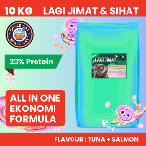 10KG SPACECAT STG-1.All in ONE formula .Makanan Kucing Ekonomi.Flavor:Tuna & Salmon. (23% Protein )
