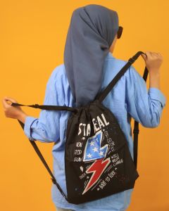 (Bisa COD) Tas Serut Anti Air Water Proof String Bag / Draw String / Gym Sack Tas Olahraga Pria Kekinian Motif STAY REAL