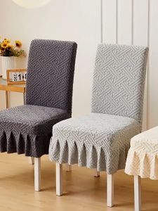 DEWYBABE Thick Skirt Lace Dining Chair Cover Stretchable Elastic Universal Seat Protector