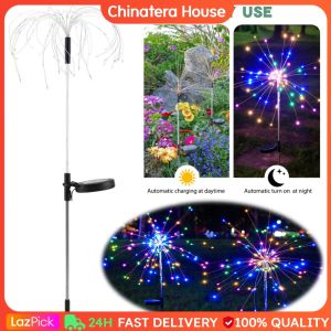 Garden Solar Fireworks Lights 2Pcs Waterproof Fairy Lights Starburst Design for Outdoor Yard and Patio Decor