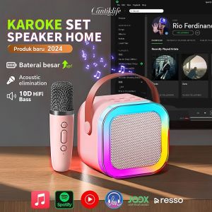 Speaker Bluetooth karaoke K12 KTV RGB LED Light Wireless Speaker + 1 Microphone Karaoke Bluetooth 5.0 Portable High Power Support TWS AUX USB Flash TF Card dll