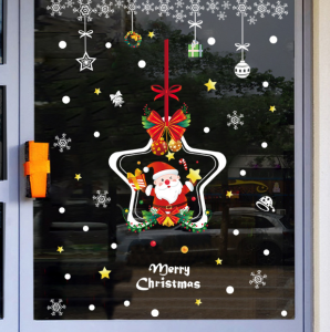 DECAL NOEL – Hít Tĩnh Điện Rèm dây ngôi sao ông già noel-AMJ073(50-70cm )