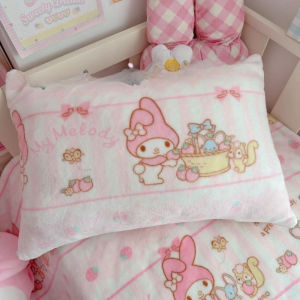 Sanrio New My Melody Kawaii Anime Cartoon Pillowcase Girly Heart Pink Flannel Fashion Trend Comfortable and Soft Gifts for Girls