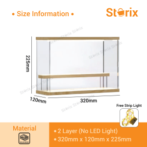 Storix Display Box Suitable for Figures Collection Cosmetics Perfume Rack Transparent Acrylic with Wooden Top and Base