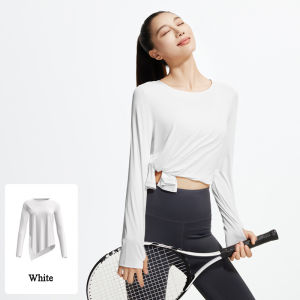 Loose Yoga Clothes Fitness Sport Shirt Women Blouse O-neck Workout Running Long Sleeve Sportswear Femme Gym Top With Thumb Holes