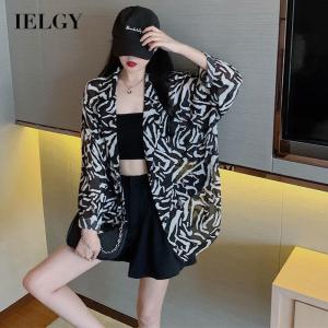 IELGY Áo Nữ In Ngựa Vằn Phần Thân Mỏng Cá Tính Dài Vừa Mùa Kiểu Hàn Quốc Dáng Rộng Bộ Đồ Nhỏ