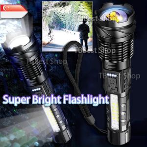 3000W White Laser Torchlight ultra bright USB Rechargeable Spotlights Super bright Flashlight Waterproof USB Emergency Light 7 modes Camping light