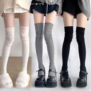Japanese JK Lace Socks for Girl Lolita Style Knitting Stockings Thigh High Curly Women Elegant Over Knee Keep Warm