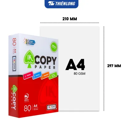 Giấy in A4 giấy photo IK Copy đều màu không gợn sóng độ dày cao chữ in không lem nhòe 500 tờ/Ream