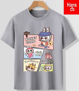 Kaos Pria Model Terkini Trending Motif 3D Bahan katun 24 Labubu Money Come H0423