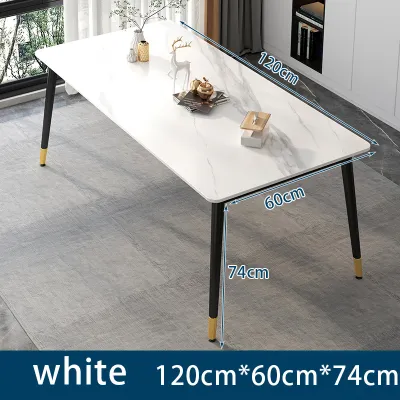 Dining Table Rock Slab Pattern Household Living Room Simple Rectangular Table Family Italian Style Wooden Table 岩板餐桌