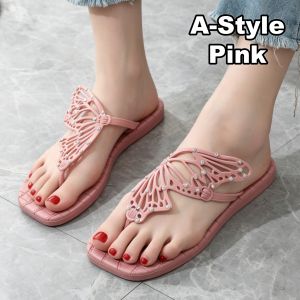 Women Butterfly Flip Flops 2 Styles Available Soft Non‑Slip Flat Sandals Summer Beach Outdoor Slippers | Tsinelas Pambabae Paru‑paro 2 Estilo Malambot Hindi Madulas na Sandalyas Pang‑dagat at Bahay