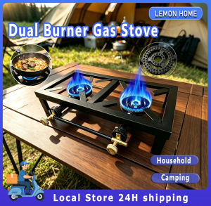 Double Furnace Camping Stove Energy Saving Camping Portable Single Stoves  for Home Hiking Camping Outdoor Gas Stoves with Angle Steel Bracket
