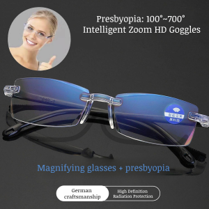 Cut edge automatic zoom antiradiation far/near old light reading glasses Autozoom reading glasses