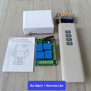 [RF1204] Bộ công tắc điều khiển từ xa 4 kênh 12VDC 10A 433Mhz ảnh thật