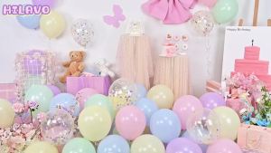 Pastel Balloons 12 Inch Macaron Pink Blue Green Purple Yellow Pastel Rainbow Latex Balloon with Colorful Confetti Party Balloons for Easter Birthday Baby Shower Bridal Wedding Party Decoration