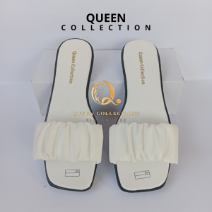 QUEEN - Sandal slop teplek wanita flat kerut Violet