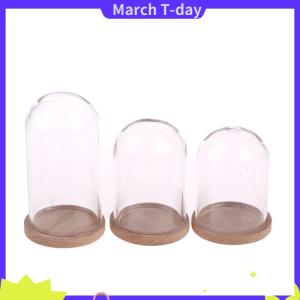 March 1:12 dollhouse Miniature Decor ดอกไม้จอแสดงผลแก้วระฆังกับฐาน