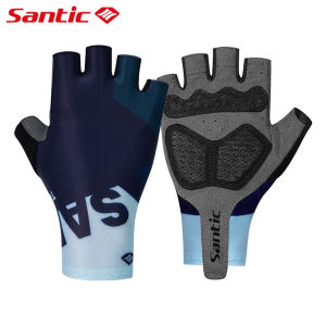 Santic Cycling Gloves Men Women Shockproof Breathable Non-slip Sports Bike Bicycle Short Finger Gloves