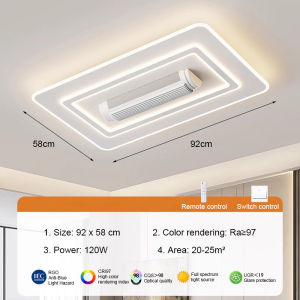 พัดลมติดเพดาน LED ไร้ใบพัดที่มองไม่เห็นใหม่โคมไฟระย้าแสงรีโมทคอนโทรลห้องนั่งเล่นของตกแต่งห้องนอนบ้านโคมไฟพัดลมเพดานอัจฉริยะ
