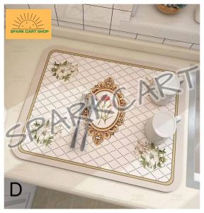 SPARKCART  1pcs Kitchen Absorbent Mat Countertop Drain Pad Quick-drying Soft Drying Mat for Kitchen Counter Decor