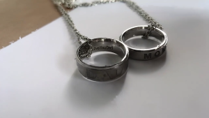 for Titanium Steel Love You Dad Mom Ring Pendant Necklace for Mom Dad Fathers Day Gifts Mothers Day Gifts Fashion Jewe