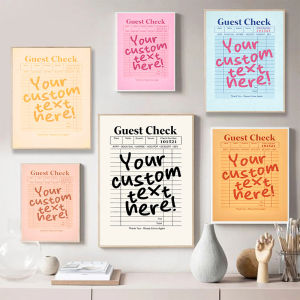 Vintage Pastel Guest Check Receipt Poster Retro Restaurant Bill Wall Art Print Cute Aesthetic Decor for Dorm Bedroom Cafe Apartment