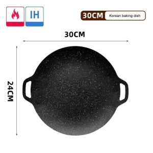 TIMSOT Grill Pan Korean Round Non-Stick Barbecue Plate Outdoor Travel Camping Frying Pan Barbecue Accessories