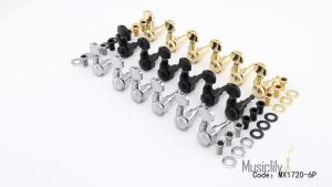 Musiclily Pro 6-in-line 2-pins Full Metal Guitar Locking Tuners Machine Heads Tuning Pegs Keys Set for Fender Strat/Tele Style Electric Guitar Black
