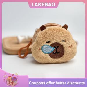 【LAKEBAO】 Dễ thương phim hoạt hình sáng tạo capybara sang trọng đồng xu Ví Dây Kéo Ví Keychain tai nghe nhỏ Son môi túi mini ví tiền Túi Quà Tặng