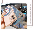 Hontinga เคสโทรศัพท์ OPPO A83สไตล์แฟชั่น,เคสมือถือแฟชั่นลายการ์ตูนโดเรม่อนสุดหรูชุบโครเมียม TPU แบบนิ่มเคสโทรศัพท์ทรงสี่เหลี่ยมมีกล้องป้องกันกล้องเคสยางกันแรงกระแทกสำหรับเด็กผู้หญิง. 