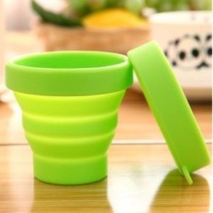 Portable Folding Water Cup with Lid Mini Retractable Cup Silicone Heat Resistant Tea Cup Coffee Cup
