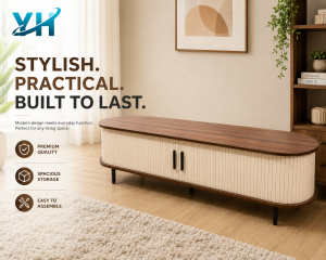 Premium TV Cabinet Kabinet Rak Simpanan Media Storage Rack Curved Console Konsole Furniture Perabot Ready Stock