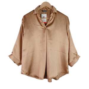 Kemeja Atasan Wanita V-Neck JUMBO SATIN CREDENZA PREMIUM POLOS SERAT LD 110 120 130 CM SUPER BIG SIZE XXL 4XL 5XL 4448#