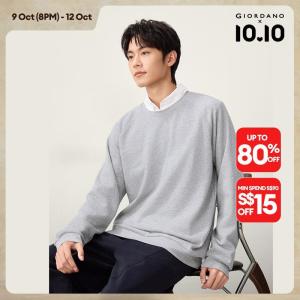 Giordano Beau Monde Men Solid color raglan sleeve sweatshirt Free Shipping 13026653